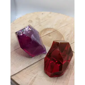 Two C Grade Crooked Bottom Gems Imperfect Resin Crystals Wonky Gems for Crafting Red Crystal Pink Crystal Faux Gemstone Drillable Gem Cast
