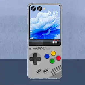 Retro Handheld Vibe Phone Case  for Samsung ZFLIP4/ ZFLIP5/ ZFLIP6/ ZFLIP7 Shockproof Protective Bumper Cute 3D Curly Edge Abstract Heart Pattern Trendy Aesthetic Gift for Women shar