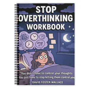 Stop Overthinking Workbook, Anxiety Relief Stress Management Journal, Mindfulness Meditation Relaxation Training, Emotional Healing Gift, Spiral Bound Planner, Guided Journal