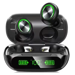 Bluetooth TWS Wireless Earbuds 200Hrs Playback, IPX7 Waterproof, Noise Canceling LED Power Display Earphones with 1400mAh Charging Case, in-Ear Headphones with Mic for Phone Smart TV Computer Android iOS Headphone for Sports