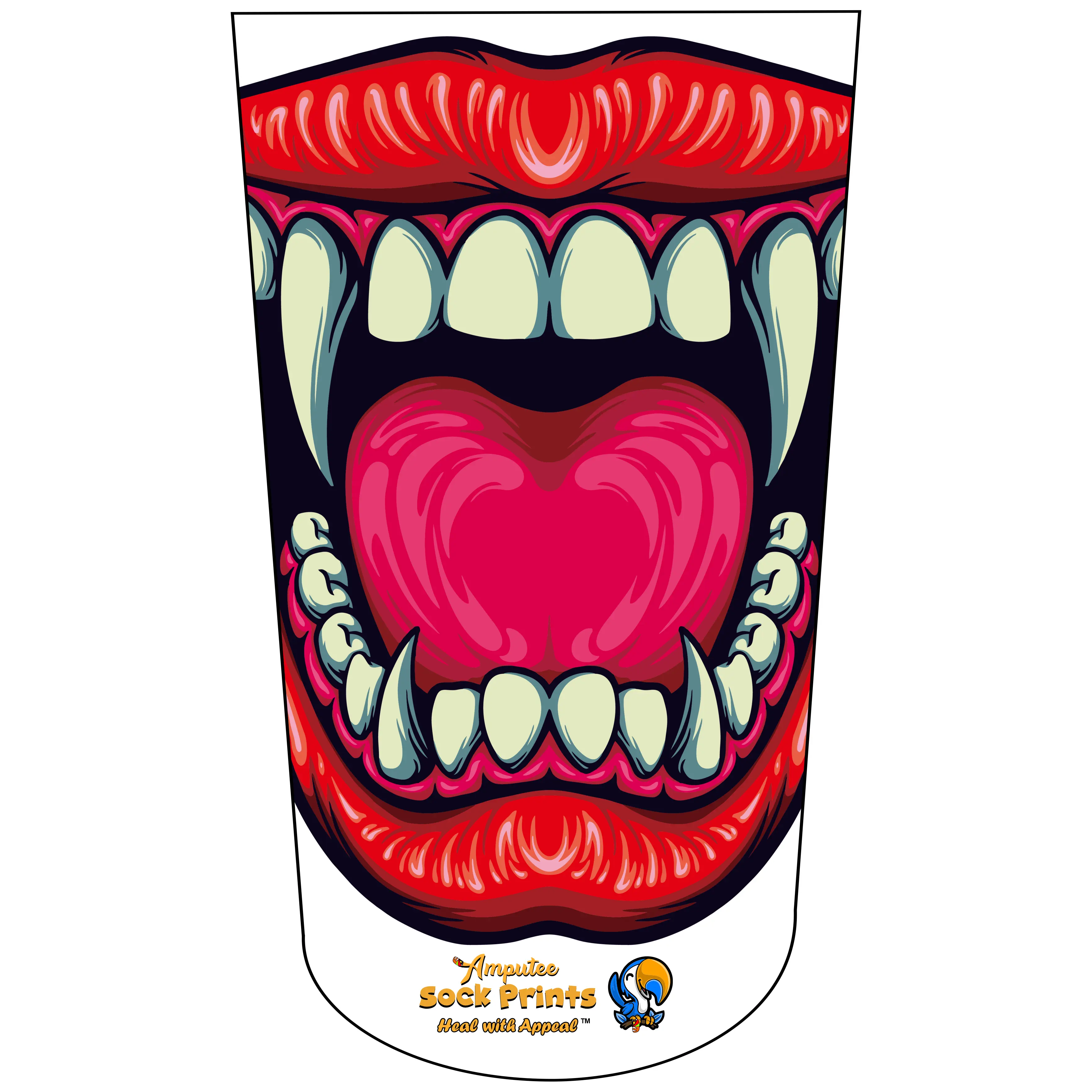 Amputee Sock "Vampire big grin V1", Prosthetic Limb Sock, 3ply Stump Sock