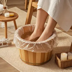 100pcs Sterile Disposable Plastic Foot Bath Bags, Flexible Liners for Wooden Foot Baths, Foot Soaker, Hygienic Nail Care and Home Spa
