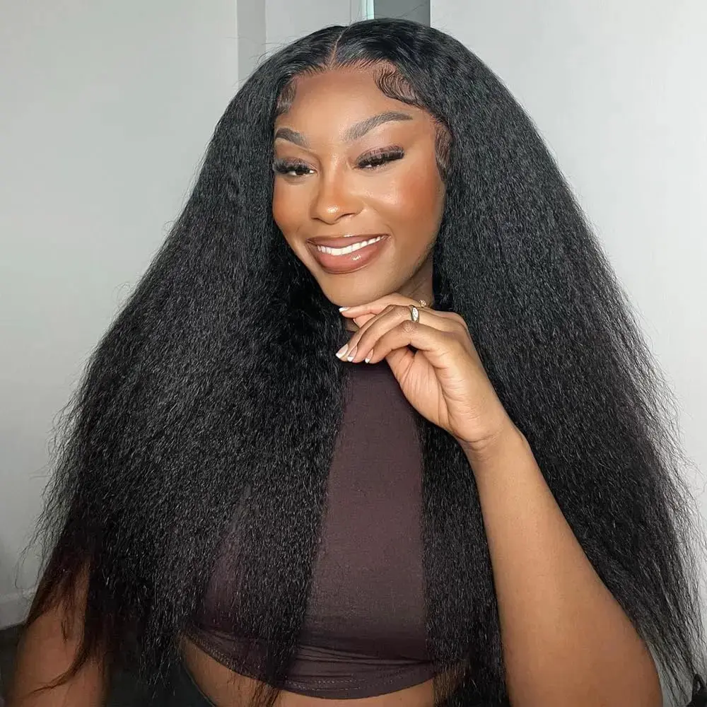 360 Invisi Draw-strings Kinky Straight Glueless Wig PreCut Lace InvisiFit Strap Wear Go Wig Hidden Strap 360 Full Lace Front Wig