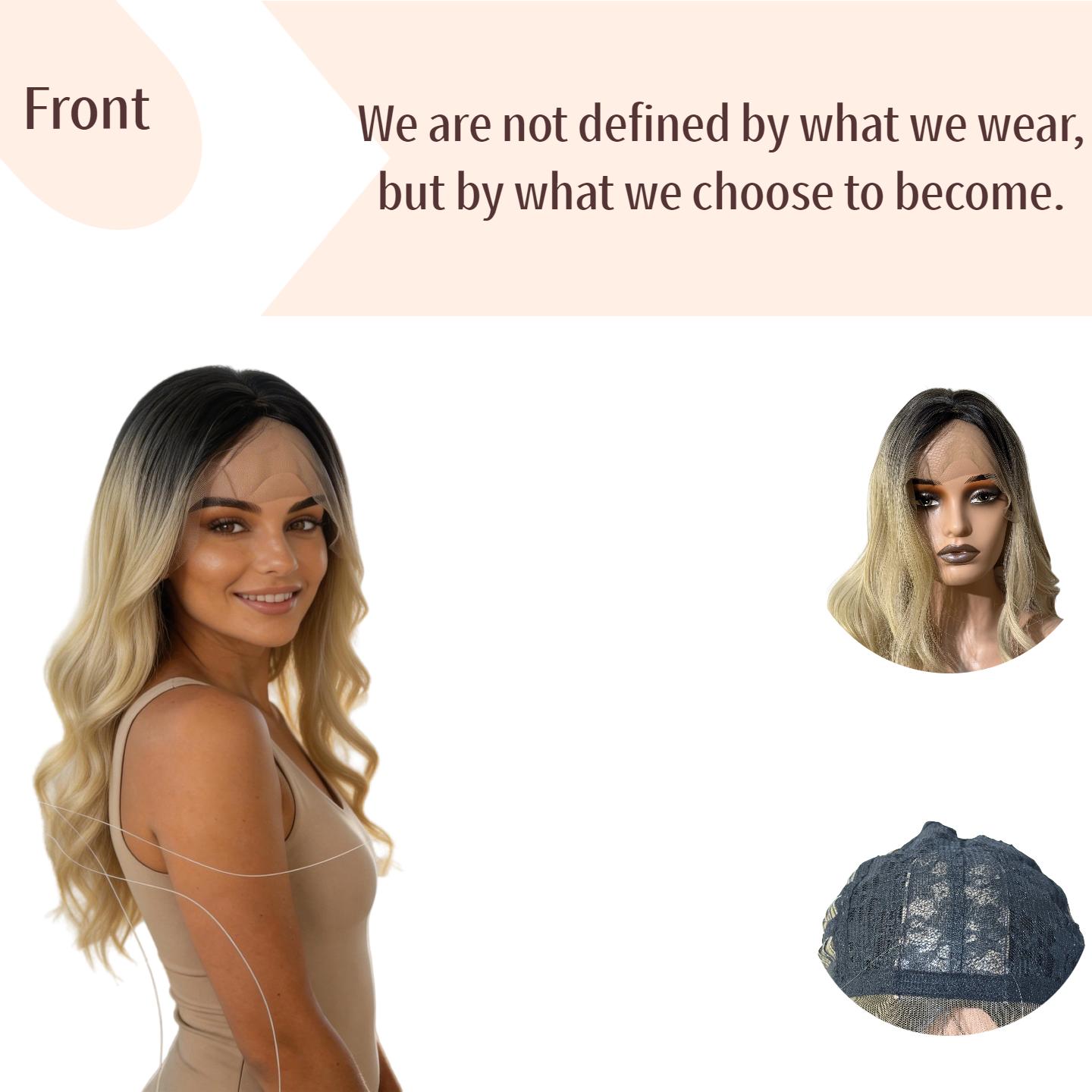 Women's Ombré Wig — 26-Inch Center-Parted Lace Front Wavy Style, Upgraded Fiber Material, Synthetic Wig with Realistic, Natural Appearance — Ideal for Cosplay (26 Inches)