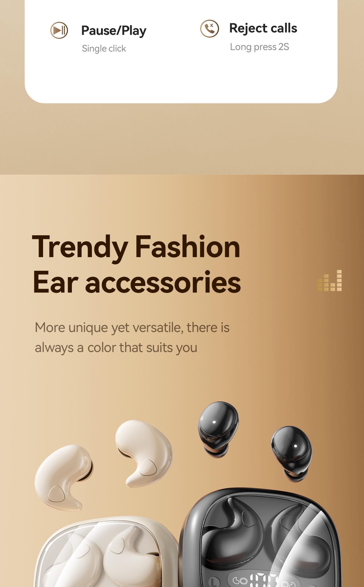 Chengruida M126 HiFi Quality 2 Pairs Wireless Earbuds, Ultra Thin Mini No Ear Pressure Side Sleep, Noise Reduction Call Long Battery Life