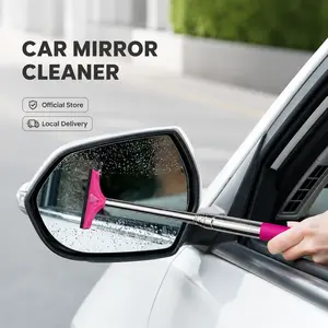 Car Rearview Mirror Wiper,Universal Glass Water Wiper Cleaning Tool for Rainy Foggy Weather , Retractable Car Side Mirror Squeegee with Long Handle, Portable Mini Window Squeegee