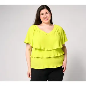 Attitudes by Renee Crinkle Knit Tiered Ruffle Top Attitudes by Renee Crinkle Knit Tiered Ruffle Top