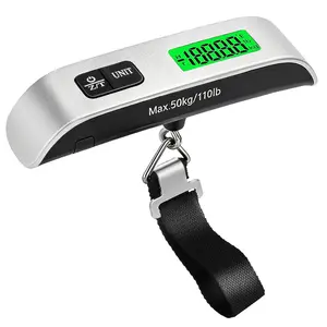 Portable Digital Luggage Scale, Accurate Weighing, 110lbs Hanging Baggage Scale with Backlit LCD Display, Portable Suitcase Weighing Scale, Travel Luggage Weight Scale with Hook, Strong Straps for Travelers