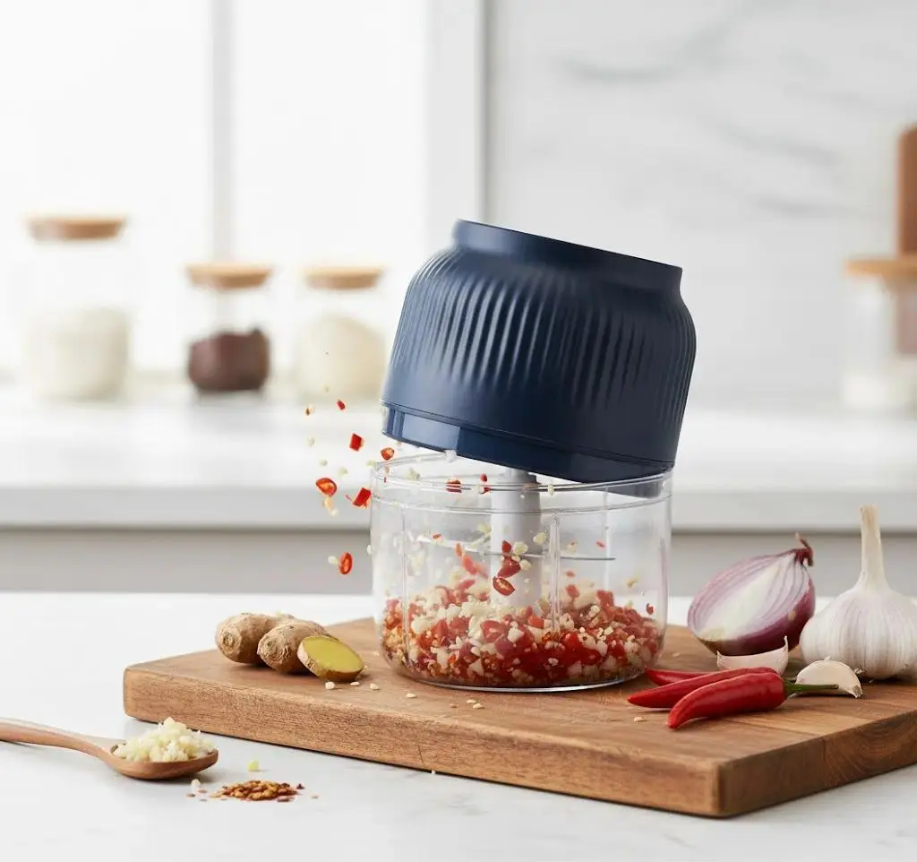 Electric Mini Food Processor & Garlic Chopper - Rechargeable Cordless Vegetable Onion Meat Grinder - Splash-Proof Baby Food Blender, Kitchen Essentials