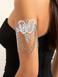 Fashionable Butterfly Design Rhinestone Decor Arm Chain, Body Jewelry, Fashion Jewelry for Party, Daily Clothing Decor, Trendy All-match & Exquisite Jewelry for Birthday Gift