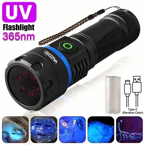 VASTFIRE 60W UV Flashlight 365nm Black Light with 6 UV LED Beads USB Rechargeable High & Low Modes Portable 5V/2A Waterproof Detector for Pets Currency Leaks Authenticating Curing Glue