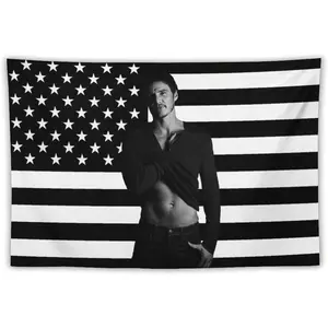 Pedro Actor Pascal Tapestry Wall Posters Novelty Flag Banner for College Dormitories,New Houses,Bedrooms,Living Rooms,Dormitories,Home Decor Decorative Lightroom accessories