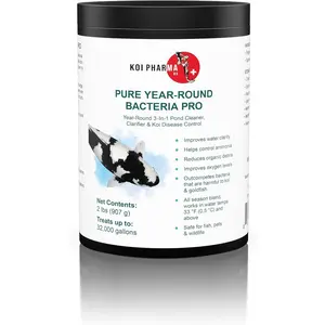 Koi Pharma® Pure Year-Round Bacteria Pro – All-Season Beneficial Pond Bacteria for Clear Water, Sludge Control & Healthy Koi and Goldfish (2 Pound)