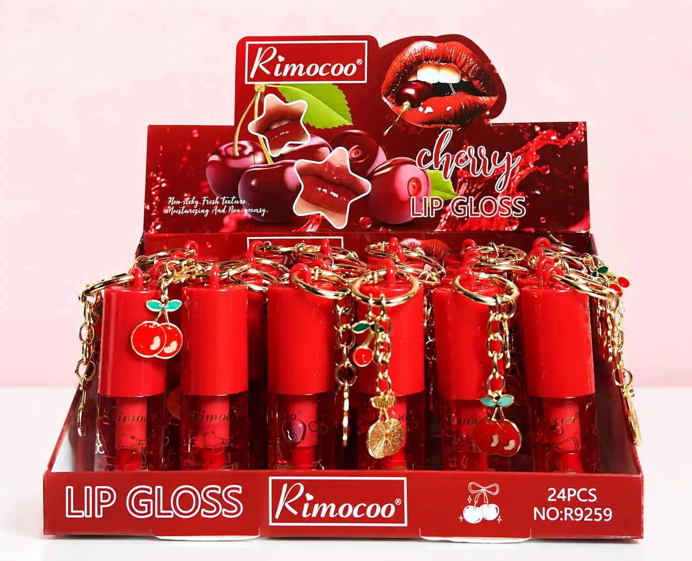Cherry-scented lip gloss with keychain included