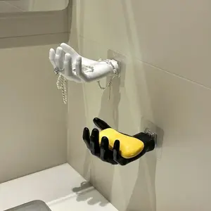 A palm-shaped soap holder! Creative wall-mounted soap box, no drilling required, hand soap rack, storage shelf, jewelry and hair tie hanger, unique and fun