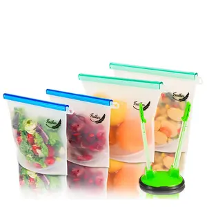 Reusable Silicone Food Storage Bags – 4-Piece Kitchen Containers, Airtight Kitchen Utensils for Food Preservation