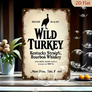 Vintage 8x12 Inch Kentucky Bourbon Whiskey Sign with Eagle Logo Aluminum Wall Decor for Home Bar Lounge Cave Kitchen Living Room Collectible