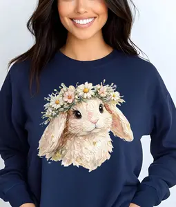 Flower Crown Bunny DTF Transfer
