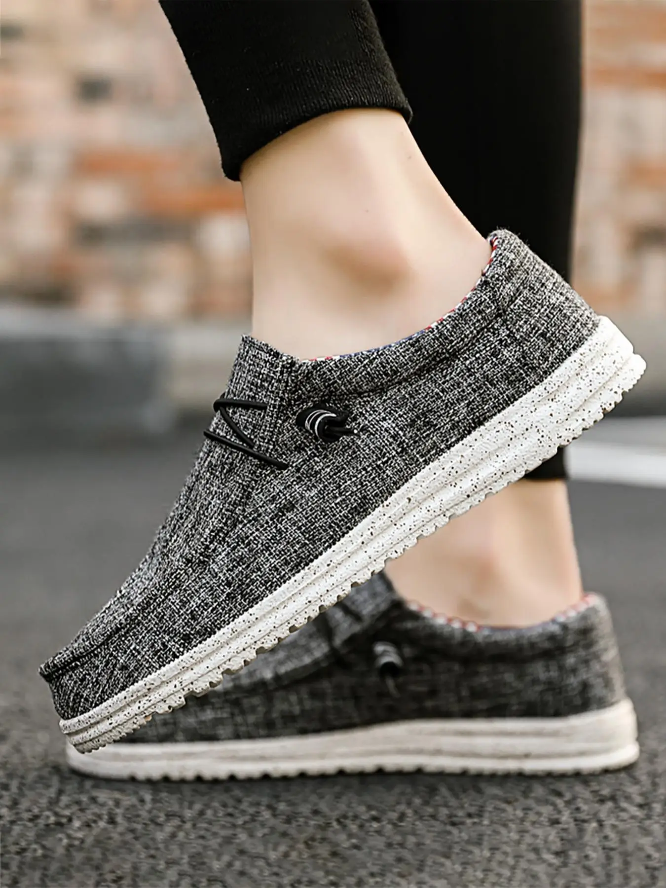 Men's Casual Lightweight Low Top Slip-on Sports Shoes for Summer, Athletic Simple Lace up Design Running Loafers, Leisure Breathable Men's Trainer for