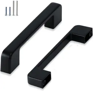 VECELO 10 Pack Black Cabinet Pulls 5 Inch Square Cabinet Handles Modern Matte Black Kitchen Hardware Doorknobs Zinc Alloy Pulls for Cabinet Drawer Cupboard Furniture Door Handles Pulls