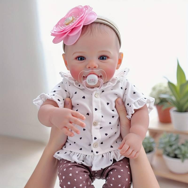 Reborn Baby Dolls 18 Inch Soft Cloth Body Realistic Baby Doll Girl Lovely Painted Hair Girl Doll Handmade Real Life Baby Dolls with Feeding Accessories for Kids Ages 3+