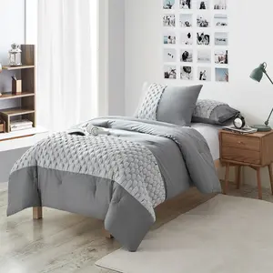 Knit and Loop Textured Twin XL Comforter - Alloy/Glacier Gray