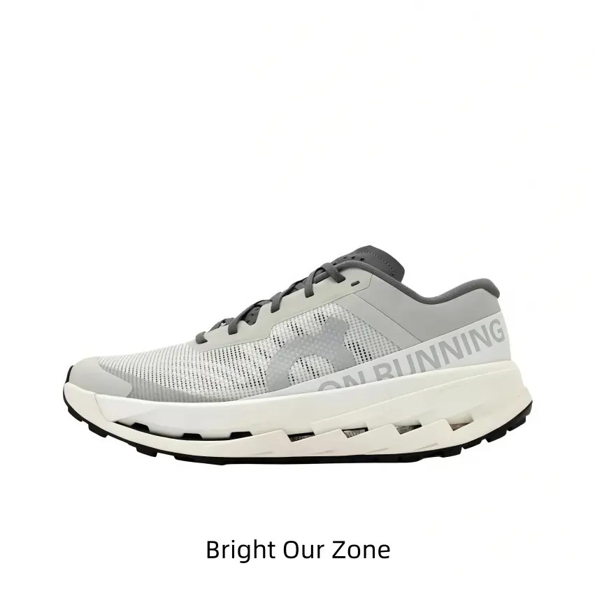 Vent-Buffered Contrast Run Trainers, Skin-Friendly Light Grey Spliced Mesh Top, Shock Dampening Platform Shoes for Leisure Jogging & City Strolls