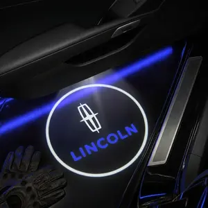 2 Pcs Lincoln Carbon Fiber Welcome Light Set, Car Door Projection Lamp, Laser Light, Decorative Floor Lamp, Car Door Lights (batteries Not Included)