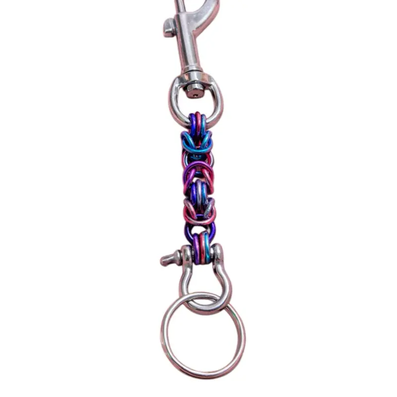 Byzantine Style Weave Keychain with Swivel Eye Hook Clip - Customizable Colors