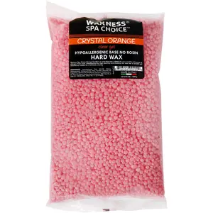Waxness Spa Choice Crystal Orange Rosin Free Gel Hard Wax 2.2 lb / 1kg - Made in Italy - For hair removal - Hypoallergenic - Rosin free - Fragrance free