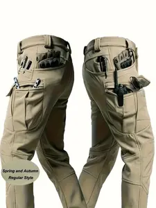 Men's Tactical Work Pants - Stretch fabric with multiple pockets, machine washable - Elastic waistband for everyday comfort - Durable and abrasion-resistant, ideal for outdoor hiking and casual workwear - Casual work pants