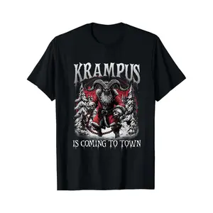 Black T Shirt Krampus Is Coming To Town Christmas Horror Design For Holiday Party And Festive Events
