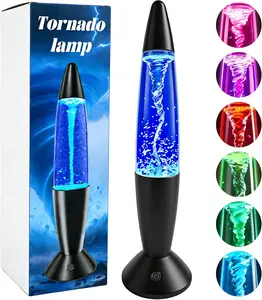 Twister Hurricane Light, 14-Inch Tornado Lamp Glitter Motion Light 7 Colors Touch Changing Night Light Relaxing Table Lamp for Home Bedroom Office Decoration Lighting Decor (Black)