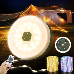 Outdoor String Lights 32.8 Feet, Rechargeable 100 LED Holiday Decoration, Camping Tent Lights with Remote Control, Waterproof Timer Feature, Adjustable Brightness Led