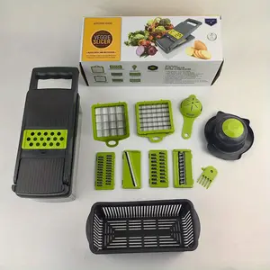 14/16pcs/set Ultimate Kitchen Slicer - Multi-Functional Vegetable Cutter, Dicer, Shredder with Interchangeable Blades, Easy Cleaning, and Space-Saving Design for Effortless Meal Prep