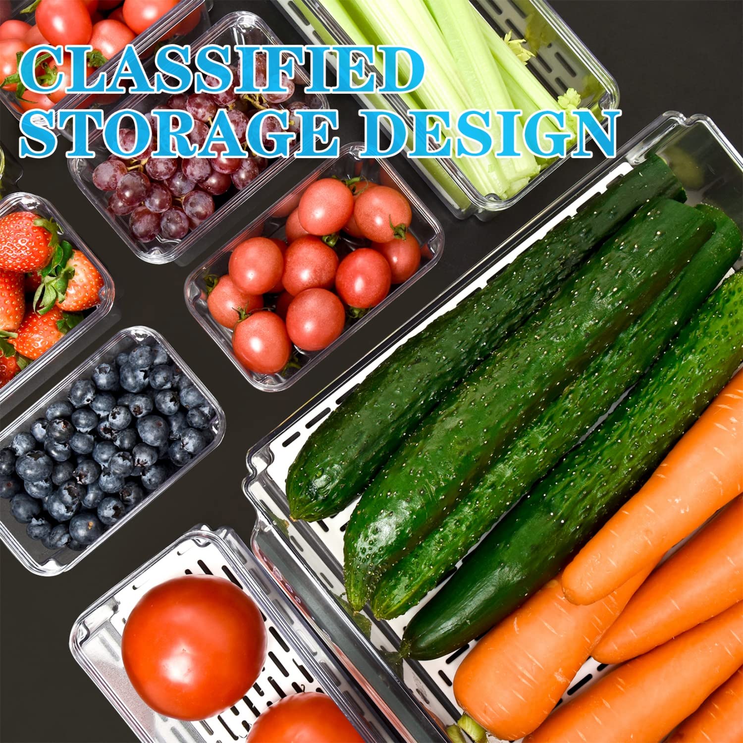 10 Pack Stackable Refrigerator Organizer Bins with Lids | Fridge Storage Containers for Kitchen | Organizadores Para Refrigerador for Food | Cabinets, Fruits, Vegetables, Cereals fridge Containers | Home Must Have！