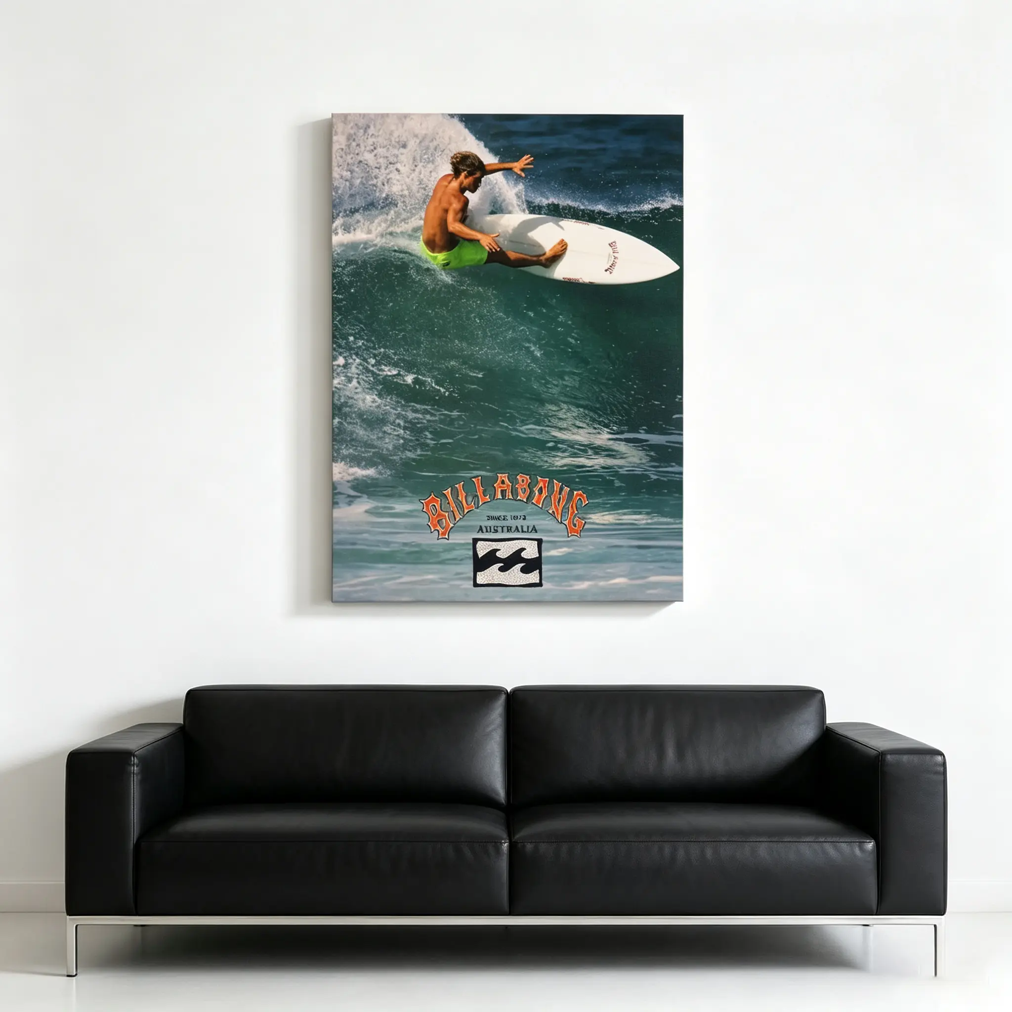 Vintage 1990 Billabong Surfing Poster Wall Art, Retro Coastal Beach Surf Print, Aesthetic Dorm Decor for Men, Unique Home Decoration Gift