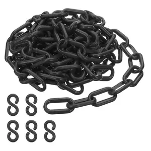 Plastic Chain Links, 10 Feet Safety Chains, Black Plastic Chains for Barriers, Crowd Control, Queue Lines, Parking, Fences, Gate, Concerts and Decoration