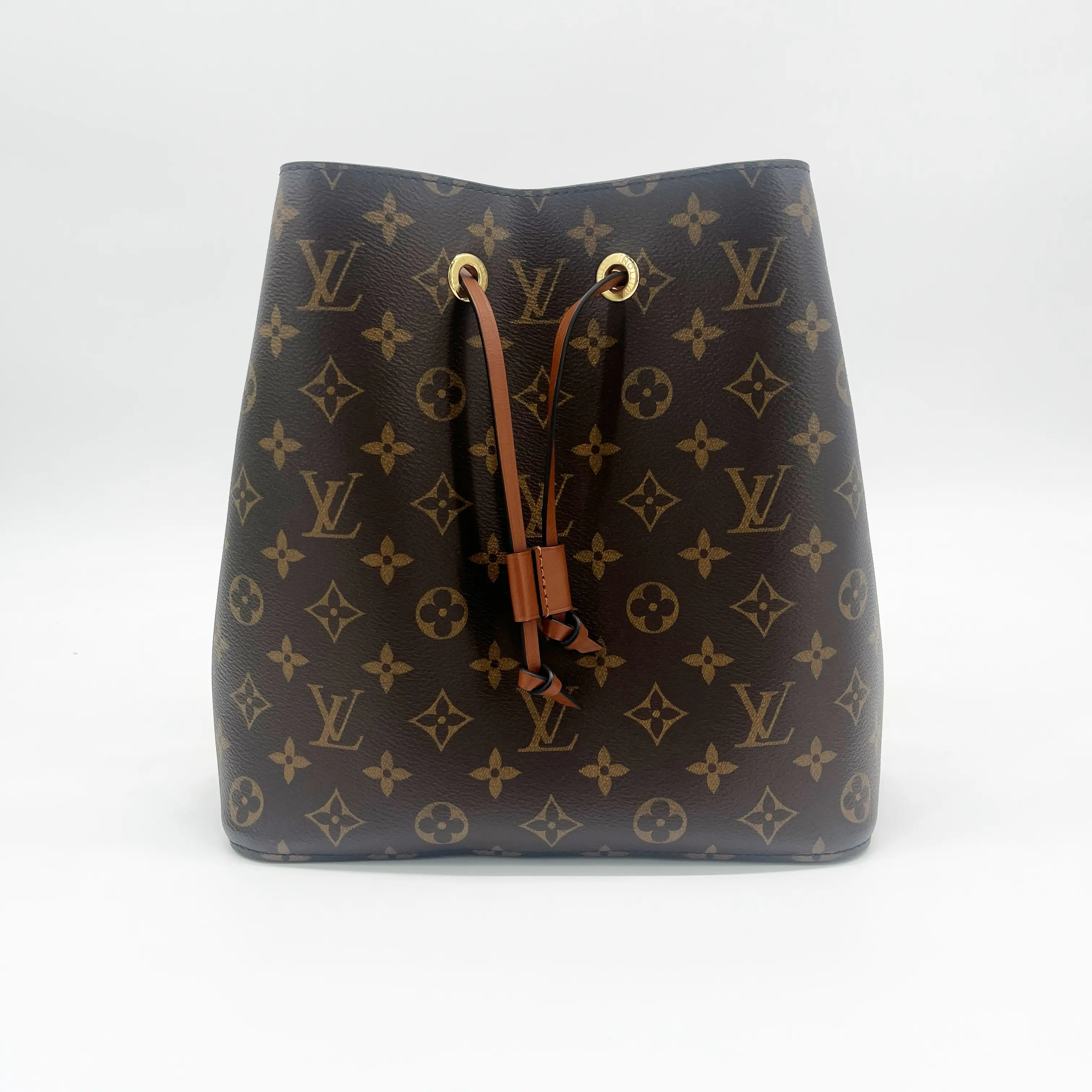 Pre-owned Louis Vuitton Monogram Canvas Shoulder Bags Classic Bucket Bag LV Neonoe MM, Caramel, Gold, Zip Closure with Central Zipper, Shoulder Bag