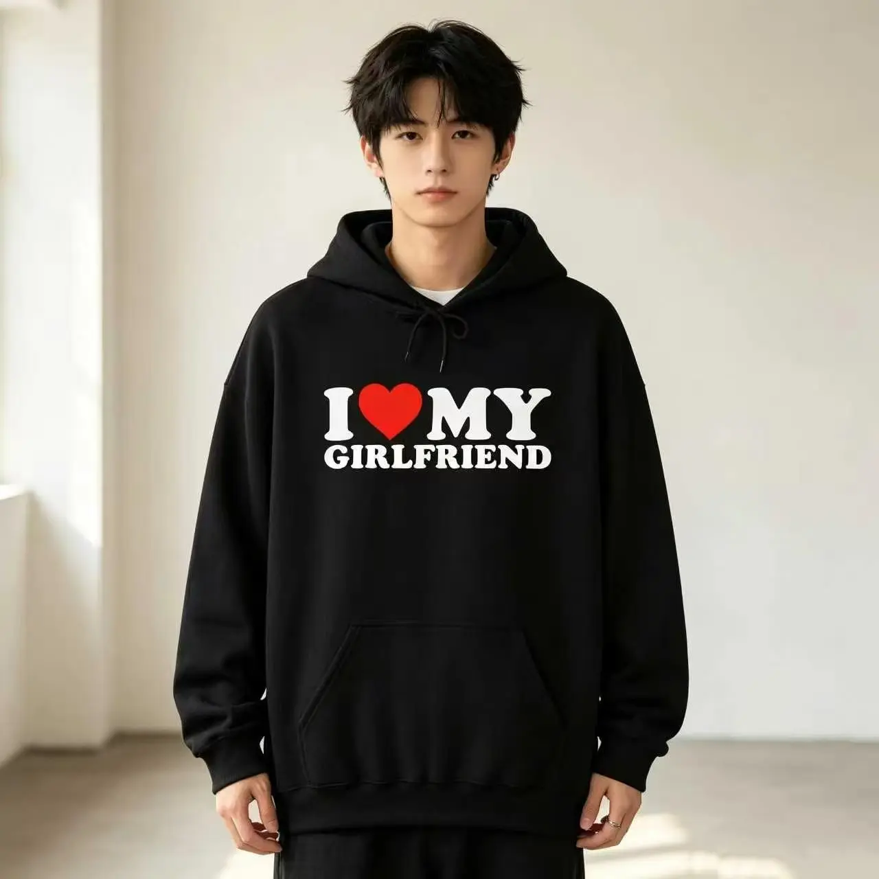 I Heart My GIRLFRIEND Love Valentine Gf Gift Hooded HOODIE Sweatshirt Sweater, Unisex Hoodie For Men, For Women, Trendy Hoodie, Full Color Full Size Hoodie Back to School