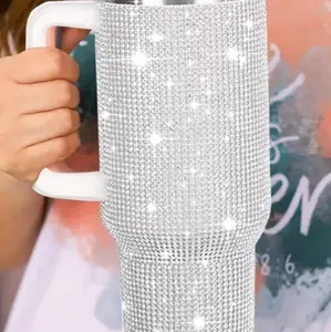 White Bling 40 Ounce Tumbler - Perfect for Your Beverages - Bottle, Drinkware Bottles Cup stanley junk plate