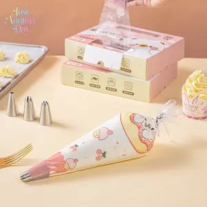 50PCS Disposable Piping Bags Set with Tips, Food Grade Plastic Decorating Bags for Cake, Cookies, and Baking, Pull-Out Design with Nozzles