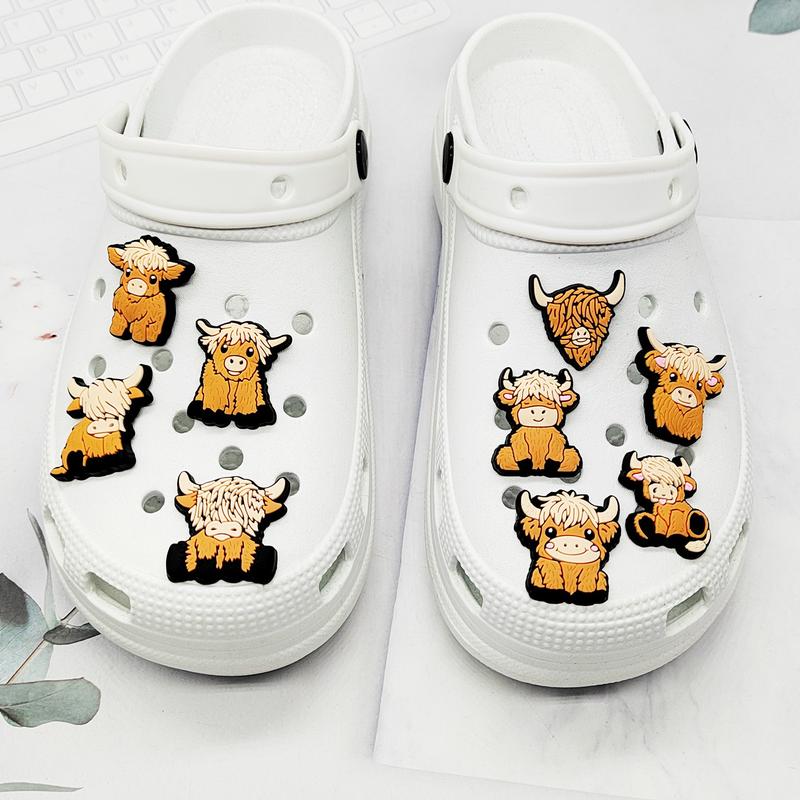 Cartoon Cow Croc Shoe Charms for Kids Boys Girls Women Men PVC Wristband Sandals Clog Accessories Party Favor with Dragon and Character Designs Footwear