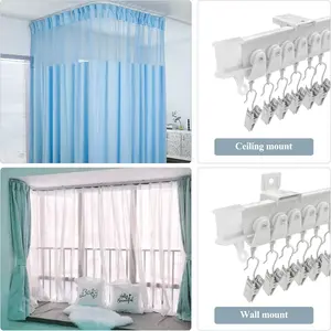 Flexible Bendable Curtain Track, 8Ft Curved Curtain Track Ceiling or Wall Mount Curtain Rail Track System Room Divider Ceiling Track Set for Bay Window, Rv, Bunk Bed Curtains