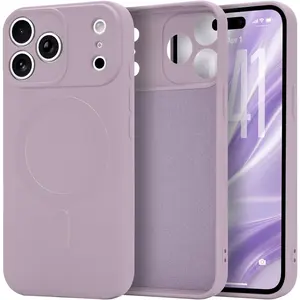 Magnetic for iPhone 17 Pro Max Case, Compatible with MagSafe, Liquid Silicone Case,Soft Anti-Scratch Microfiber Lining for Men Women Shockproof Phone Case for iPhone 17 Pro Max Light Purple