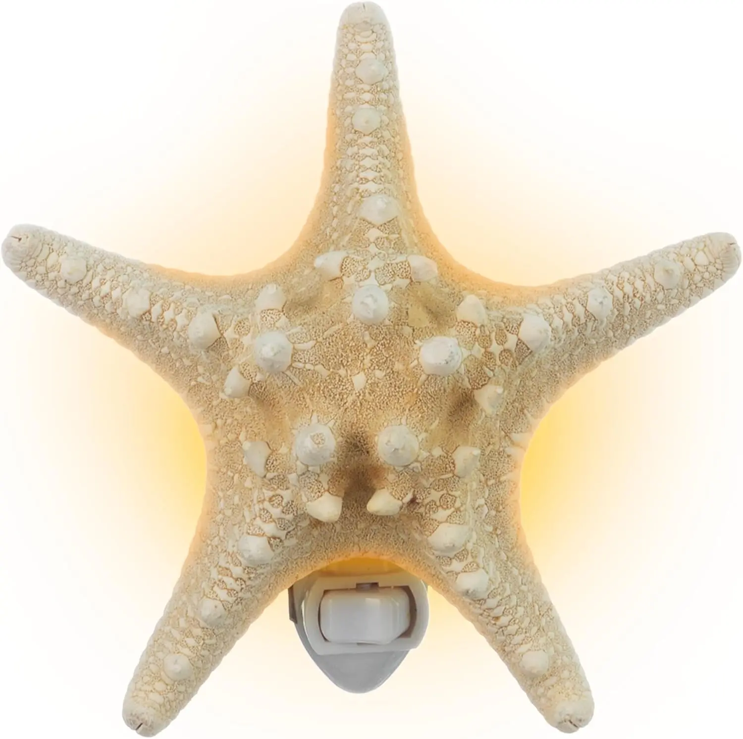 RL Starfish Night Light - Wall-Plug Coastal Chic Wall Lamp with Knobby Starfish, Real Shells, Soft Glow, Warm Glow - Sea-Themed Nautical Decor for Bathroom, Mother's Day Gift