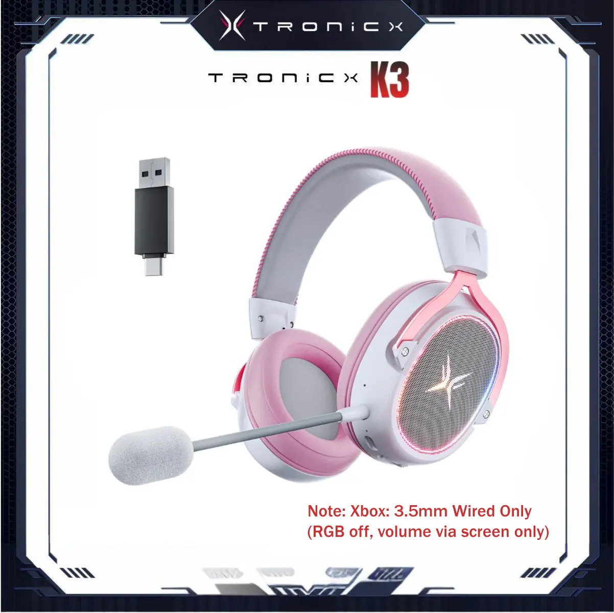 [Summer Wins] TAGRY TRONICX K3 Gaming Headset Version 5.3, 7.1 Surround Sound, 50mm Drivers, Low Latency ENC Microphone for PC PS4 PS5 for PC Laptop Headphone Audio for Gaming & Music tiktokshopbacktoschool