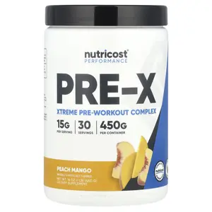 Nutricost Performance, Pre-X, Xtreme Pre-Workout Complex, Peach Mango, 1 lb (450 g)