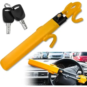 Universal Steering Wheel Lock Anti Theft Device| Portable & Adjustable Bar with Reverse Peak Locking for Superior Car Security| Fits Most Vehicles
