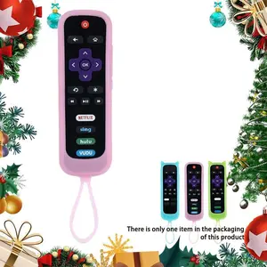 One remote control protective cover, Household dust cover, designed in Cat's ears shape, four colors, silicone material, can glow in the dark, easy to find, suitable for Hisense/TCL Roku TV Streaming Stick 4K+